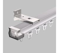 Moderno sistema de riel de montaje en pared gris claro de 11 pies para cenador, patio, dormitorio, sala de estar, juego de barra de cortina elegante y elegante para decoración del hogar
