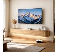 Moderno soporte flotante LED para TV, consola multimedia totalmente montada en la pared con cajones de almacenamiento y gestión de cables, centro de entretenimiento de 220 cm para sala de estar y