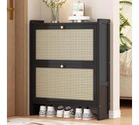 Moderno y delgado zapatero de ratán, elegante almacenamiento de zapatos de madera para pasillo, entrada y dormitorio, muebles que ahorran espacio para sala de estar