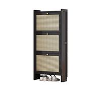 Moderno zapatero de ratán - Almacenamiento delgado para entrada con 2/3 puertas abatibles, elegante zapatero para tacones, independiente para sala de estar y pasillo