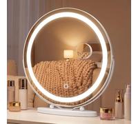 moderntop Hollywood Espejo de tocador con Luces,48 cm, Redondo,3 Modos de iluminación, Aumento de 10x, Control táctil,luz Regulable, rotación de 360°,para Dormitorio y vestidor,Blanco