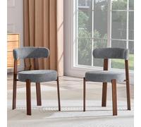 MODFU, 2 sillas de comedor, silla tapizada con respaldo, diseño sencillo, respaldo curvado, color gris