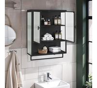 MODFU, armario de baño suspendido de 60 cm con espacio de almacenamiento, estantería de dos niveles, mueble de tocador con soporte para toallas, estante alto abierto, ideal para baño, salón, pasillo,