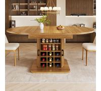 MODFU: Cama plegable con espacio de almacenamiento extraíble, mesa de cocina con estantes extraíbles, portavasos, patas y pomos de metal, color marrón oscuro