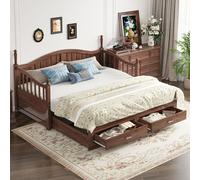 MODFU, cama plegable de 90/180x190 cm, cama infantil, cama para estudiantes con cama extraíble, cama doble multifuncional con amplio espacio de almacenamiento y puerto de carga, sin colchón, color nog