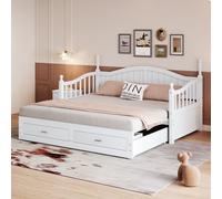 MODFU, cama plegable de 90/180x190 cm, cama infantil, cama para estudiantes con cama extraíble, cama doble multifuncional con amplio espacio de almacenamiento y puerto de carga, sin colchón, color bla