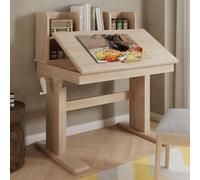 MODFU: Escritorio infantil regulable en altura, con superficie inclinable y espacio de almacenamiento, ideal para niños a partir de 6 años, color natural