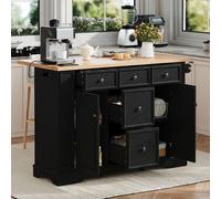MODFU: Espacio comedor extensible, isla de cocina, mueble de cocina con estantes ajustables y cajones multifuncionales, mueble de cocina con regletas de alimentación, color