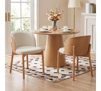 MODFU, juego de 2 sillas para comedor de madera maciza, sillas de cocina modernas con tela de lino y respaldo de chapa de fresno, sillas acolchadas, estilo natural