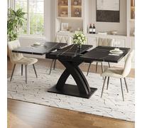 MODFU: Mesa de comedor extensible para cocina, de madera, con refuerzos en forma de cruz "X", diseño extensible de la superficie y una zona extraíble, color