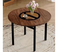 MODFU: Mesa de comedor moderna y minimalista, mesa para el salón, mesa de cocina. Superficie de la mesa con dibujo en madera negra, para 2-4 personas, color marrón