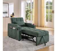 MODFU: Sofá cama plegable, sofá minimalista de tres plazas, sistema deslizante, puerto de carga USB. Sofá reclinable con función de cama, ideal para apartamentos pequeños. Color: verde