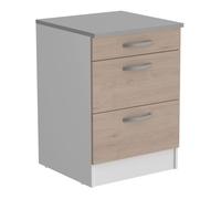 Módulo de cocina eko inferior tres cajones blanco y roble jackson 60x60cm