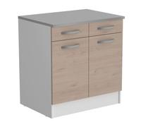 Módulo de cocina inferior eko 2 puertas 2 cajones roble jackson y blanco 80x60cm