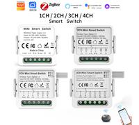 Módulo de Interruptor Inteligente Tuya ZigBee 3.0, 1/2/3/4 Canales, Control de 2 Vías, Temporizador, Compatible con Alexa, Google Home y la Aplicación Smart Life Zigbee 4CH Switch