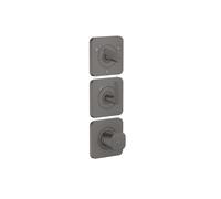 Módulo de termostato hansgrohe AXOR Citterio C 380/120 oculto con rosetas para 3 consumidores, Corte cúbico, 49711340, Color: Cromo negro cepillado