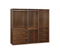Módulo De Vestidor Con Decoración De Madera Y 3 Estantes, Nogal