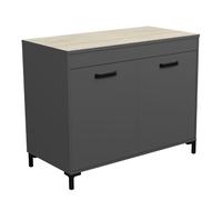 Módulo Inferior Cocina Smoke 118 cm Color Gris y Roble Estilo Moderno