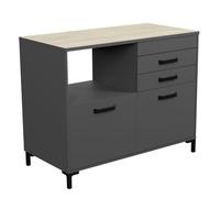Módulo Inferior Cocina Smoke 118 cm Con Cajones Color Gris y Roble Estilo Moderno