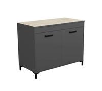 Módulo inferior de cocina smoke estilo industrial en color gris y roble con 2 puertas 118 cm 60 cm