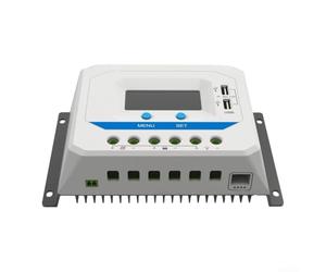 Módulo solar regulador de carga 12 V/24 V para PWM con pantalla LCD y puerto USB dual para caravanas, camping, barcos y faroles solares de calle, compensación automática de temperatura, color blanco