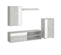 Miroytengo Módulos salón-comedor Kolm TV industrial Cemento/Blanco 3 puertas 2 estantes