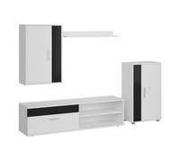 Miroytengo Modulos de Salón Comedor Kolm para TV en Blanco/Sonoma, Blanco/Negro, Tablilla/Blanco o Cemento/Blanco con 3 Puertas y 2 Estantes White - black Black and white