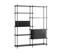 MOEBE Estantería con armario Shelving System Black. 163×200×35 cm. S.200.2.C