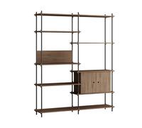 MOEBE Estantería con armario Shelving System Roble ahumado-black. 163×200×35 cm. S.200.2.C