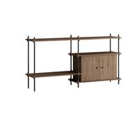 MOEBE Estantería con armario Shelving System Roble ahumado-black. 163×85×35 cm. S.85.2.C