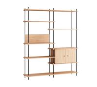 MOEBE Estantería con armario Shelving System Roble-black. 163×200×35 cm. S.200.2.C