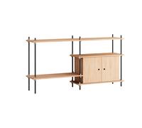 MOEBE Estantería con armario Shelving System Roble-black. 163×85×35 cm. S.85.2.C