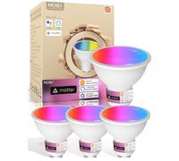 MOES Bombilla Inteligente Led gu10 Wifi y Matter, RGB 2700K-6500K Regulable Calida/Blanco Frio, Compatible Con Alexa/Google Home,Apple HomeKit,Smart Things, Paquete de 4