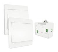 MOES Interruptor Inalámbrico Autoalimentado de Luz Conmutador RF433, Sin Cables Sin Bateria, Interruptor Pared con Receptor Lámpara Casa Iluminación (2 Interruptores 1 Receptor Kit)