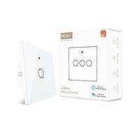 MOES Smart Switch, Requiere Tuya ZigBee Hub, No requiere Cable Neutro, Sin Condensador, Compatible Con la Aplicación Smart Life Tuya Alexa Google Home, 1 GANG, blanco
