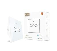 MOES Smart Switch, Requiere Tuya ZigBee Hub, No Requiere Conductor Neutro, No Hay Condensador, Compatible Con Smart Life Tuya App Alexa Google Home, 2 GANG, Blanco