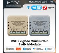 MOES Tuya WiFi/ZigBee interruptor de cortina inteligente Mini módulo para interruptor de reinicio basculante, Control por aplicación remota funciona con Alexa Google Home WiFi 4 PCS