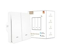 MOES ZigBee Interruptor de luz inteligente No requiere cable neutro, No necesita condensador, Control app Smart Life Tuya, Funciona Alexa Google Home, requiere Tuya ZigBee Hub, 2 Gang, Blanco