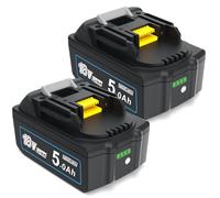 MoeuGreenBattX Batería de Repuesto para Makita de 18V: Batería de Repuesto de Iones de Litio 5,0Ah Compatible con BL1850B BL1850 BL1860B BL1860 BL1840 BL1830 194205-3 LXT-400 (2 Unidades)