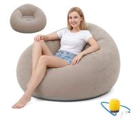 MOFXWHE Puf hinchable para sillón, sofá hinchable, impermeable, con bomba de aire, portátil, hinchable, para exteriores, camping, viajes, playa, piscina (gris)
