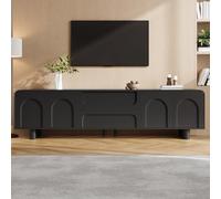MOHUANG Mueble bajo para TV moderno con cajones y puertas, espacio de almacenamiento, aparador de salón, color negro