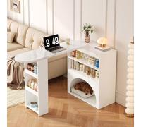Moimhear Mesa de mostrador extensible, mesa alta giratoria pequeña, área para mascotas
