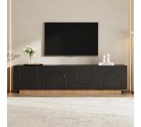 Moimhear Mueble bajo para TV, puertas, aparador, espacio de almacenamiento, armario frontal arqueado, color negro