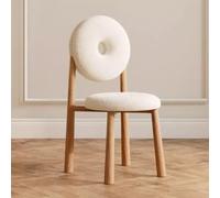 MOIN-2442 - Moderna silla de comedor nórdico de dona, silla de maquillaje de cordero de viento crema para dormitorio, elegante silla de acento blanco MOIN-2442 - Muebles contemporáneos para el hogar y