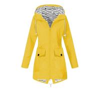 MOKBAY Chubasquero Trabajo de Lluvia Amarillo con Capucha Abrigo Negro Mujer Chaqueta Lluvia Trabajo Chaquetas Invierno para Traje de Agua Largo Gabardina Mujer Impermeable Amarillo M
