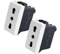 MOKEKA - Juego de 2 enchufes bipaso, color blanco, 16 A, 250 V, compatibles con placas Bticino Living Light, de alta calidad (2 unidades, toma bipaso, blanco)