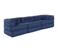 Mokuyary Asiento,Respaldo,Puf Modular,Unidad de Sofá Modular 3 pcs Añil Tela Cojines para en Interiores y Exteriores Salón,apartamento,Jardín,Terraza