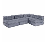 Mokuyary Asiento,Respaldo,Puf Modular,Unidad de Sofá Modular 4 pcs Gris Tela Cojines para en Interiores y Exteriores Salón,apartamento,Jardín,Terraza 3X Medio +rincón