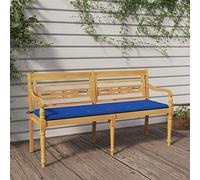 Mokuyary Banco Batavia con cojín Azul Real Madera Maciza de Teca 150 cm