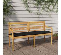 Mokuyary Banco Batavia con cojín Negro Madera Maciza de Teca 150 cm